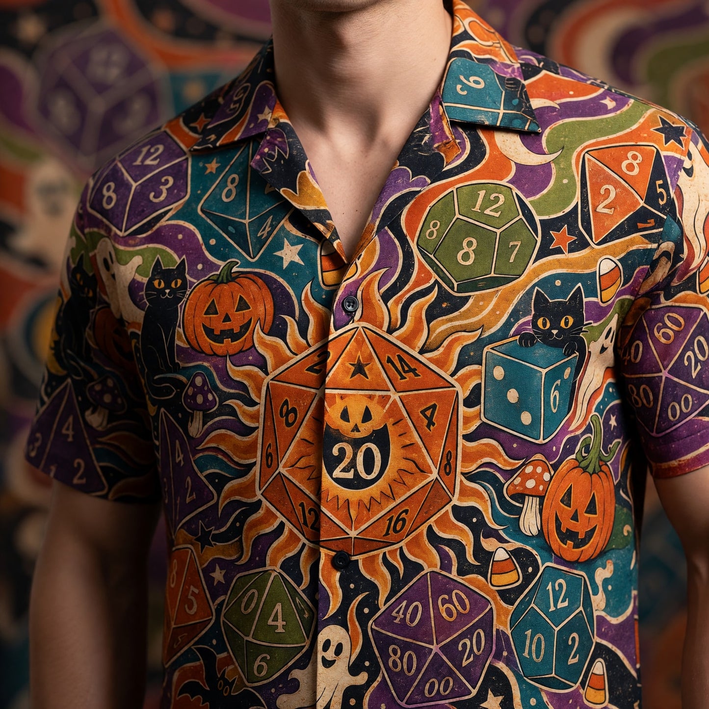 Halloween Dice Hawaiian Shirt - Spooky RPG Gamer Apparel