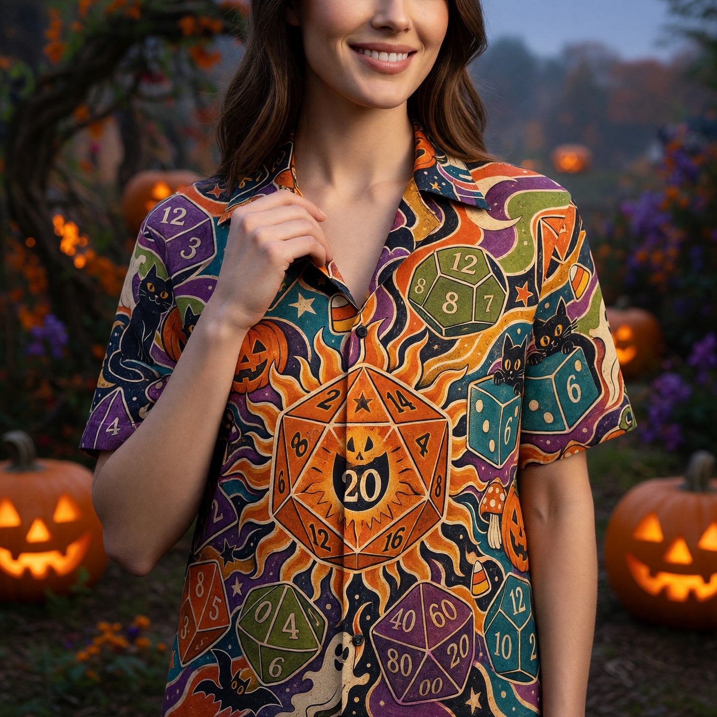 Halloween Dice Hawaiian Shirt - Spooky RPG Gamer Apparel