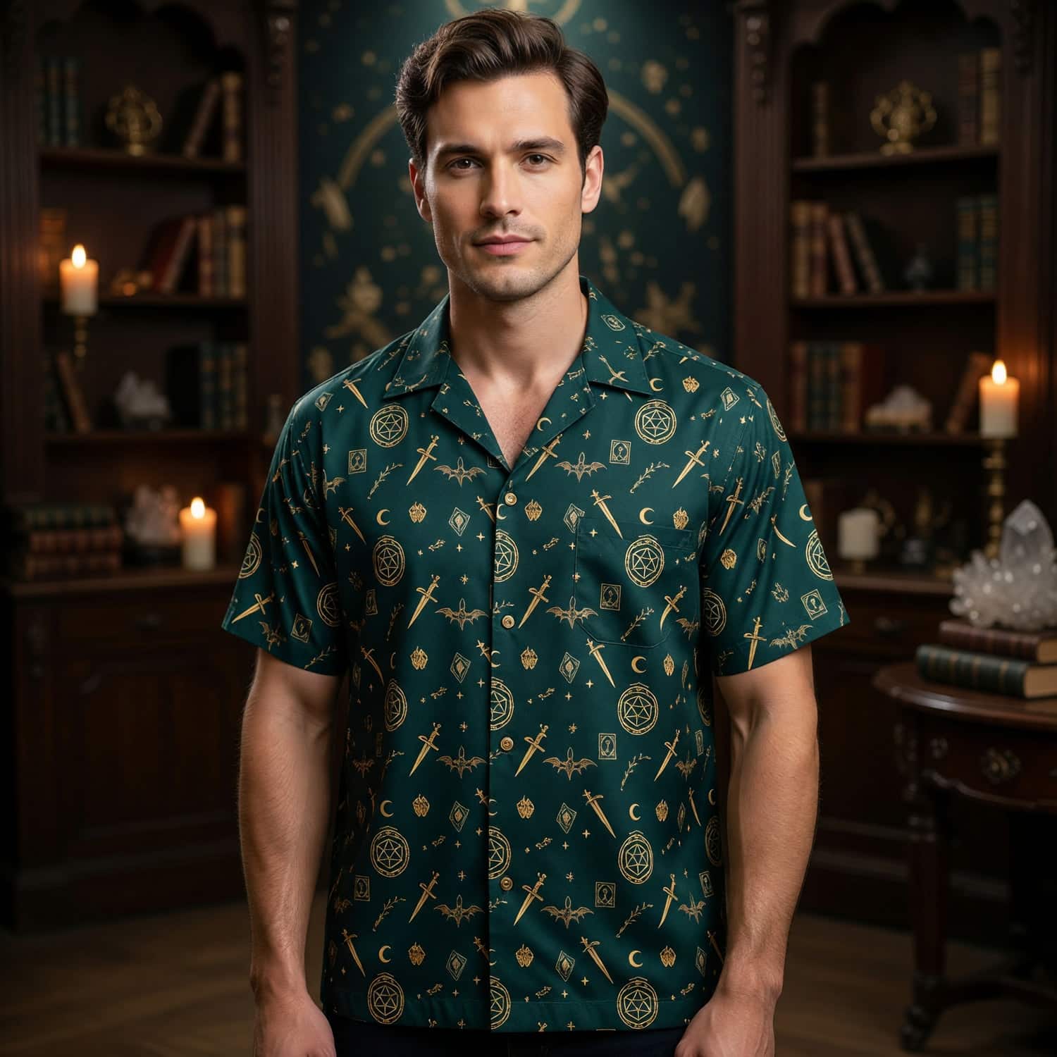 Fantasy Dungeon Hawaiian Shirt - Dark Fantasy RPG Apparel