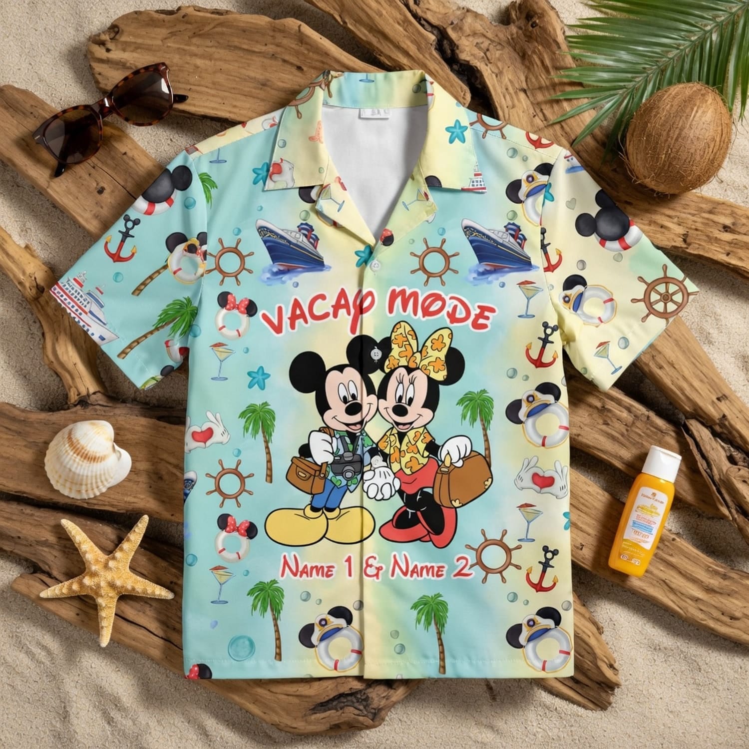 Mouse Vacay Mode - Personalized Couple Cruise Premium Hawaiian Shirt