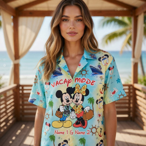Mouse Vacay Mode - Personalized Couple Cruise Premium Hawaiian Shirt