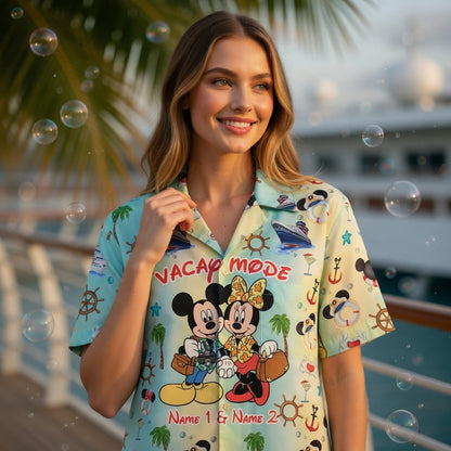 Mouse Vacay Mode - Personalized Couple Cruise Premium Hawaiian Shirt