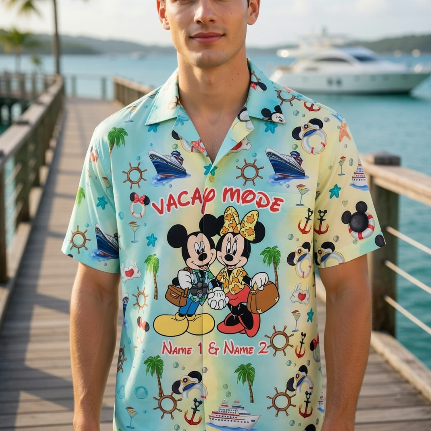 Mouse Vacay Mode - Personalized Couple Cruise Premium Hawaiian Shirt