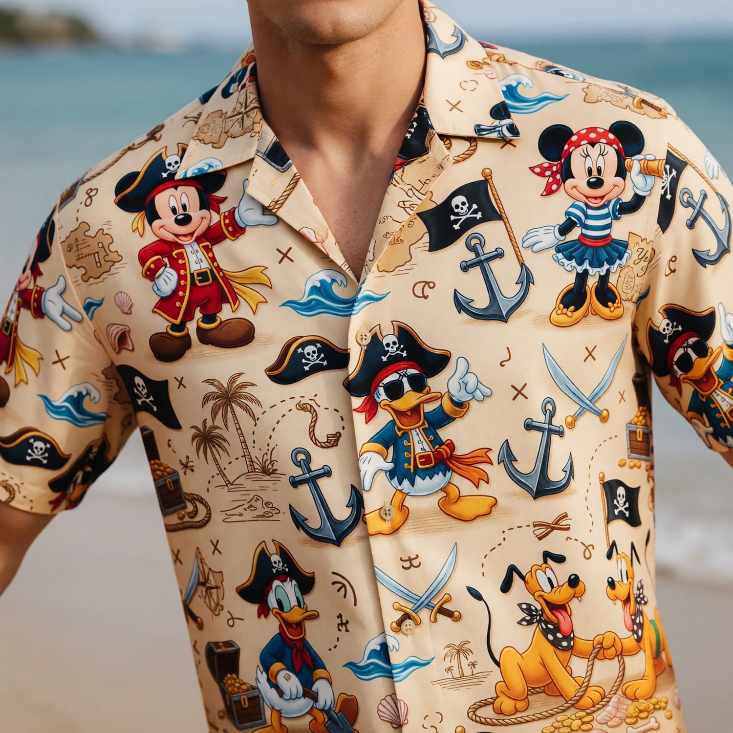 Pirate Mouse Hawaiian Shirt - Cartoon Tropical Apparel