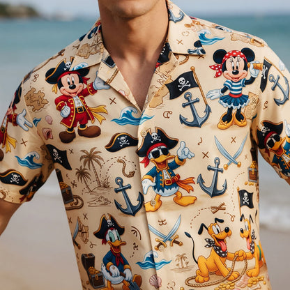Pirate Mouse Hawaiian Shirt - Cartoon Tropical Apparel