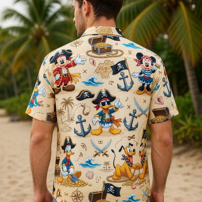 Pirate Mouse Hawaiian Shirt - Cartoon Tropical Apparel