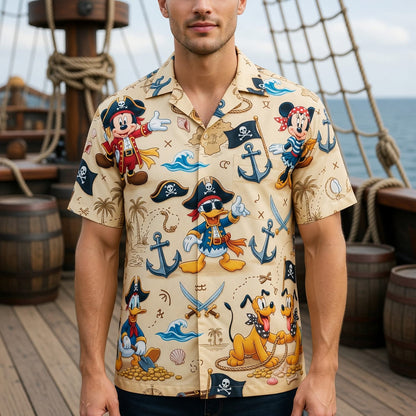 Pirate Mouse Hawaiian Shirt - Cartoon Tropical Apparel