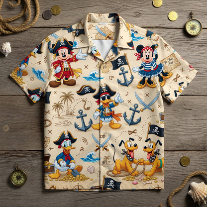 Pirate Mouse Hawaiian Shirt - Cartoon Tropical Apparel