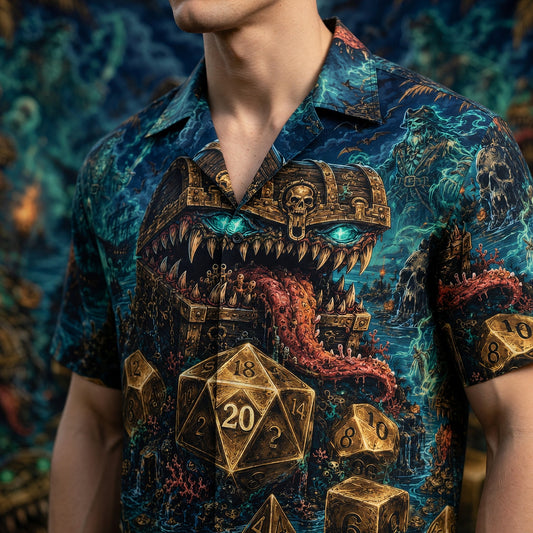Pirate Mimic Chest Hawaiian Shirt - Fantasy Dice Horror