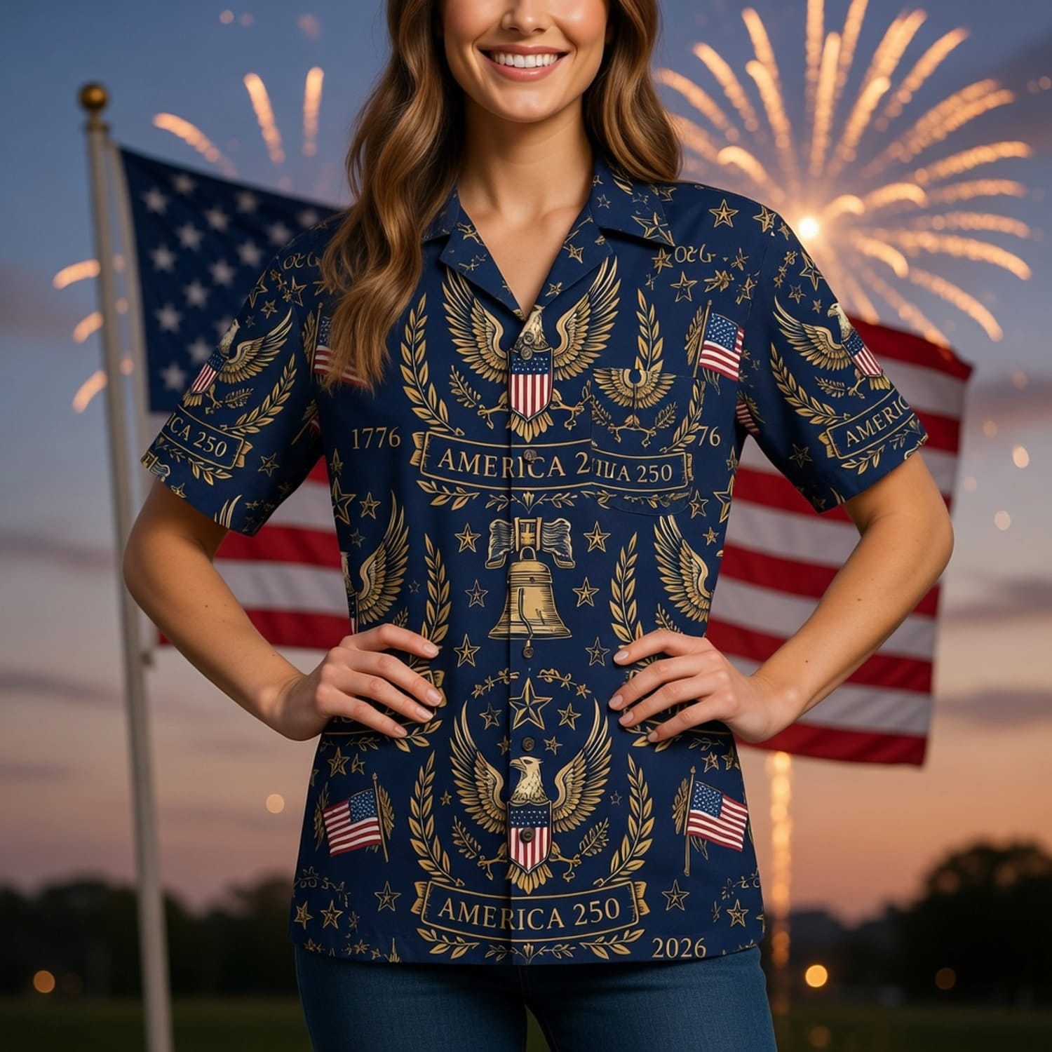 Patriotic Eagle Premium Hawaiian Shirt - America 250th Anniversary - HWFLSQY001
