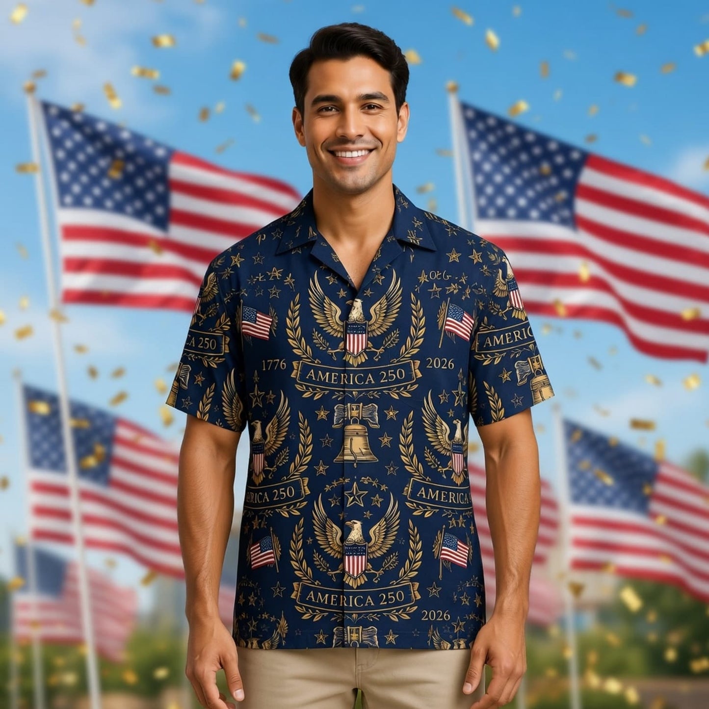 Patriotic Eagle Premium Hawaiian Shirt - America 250th Anniversary - HWFLSQY001