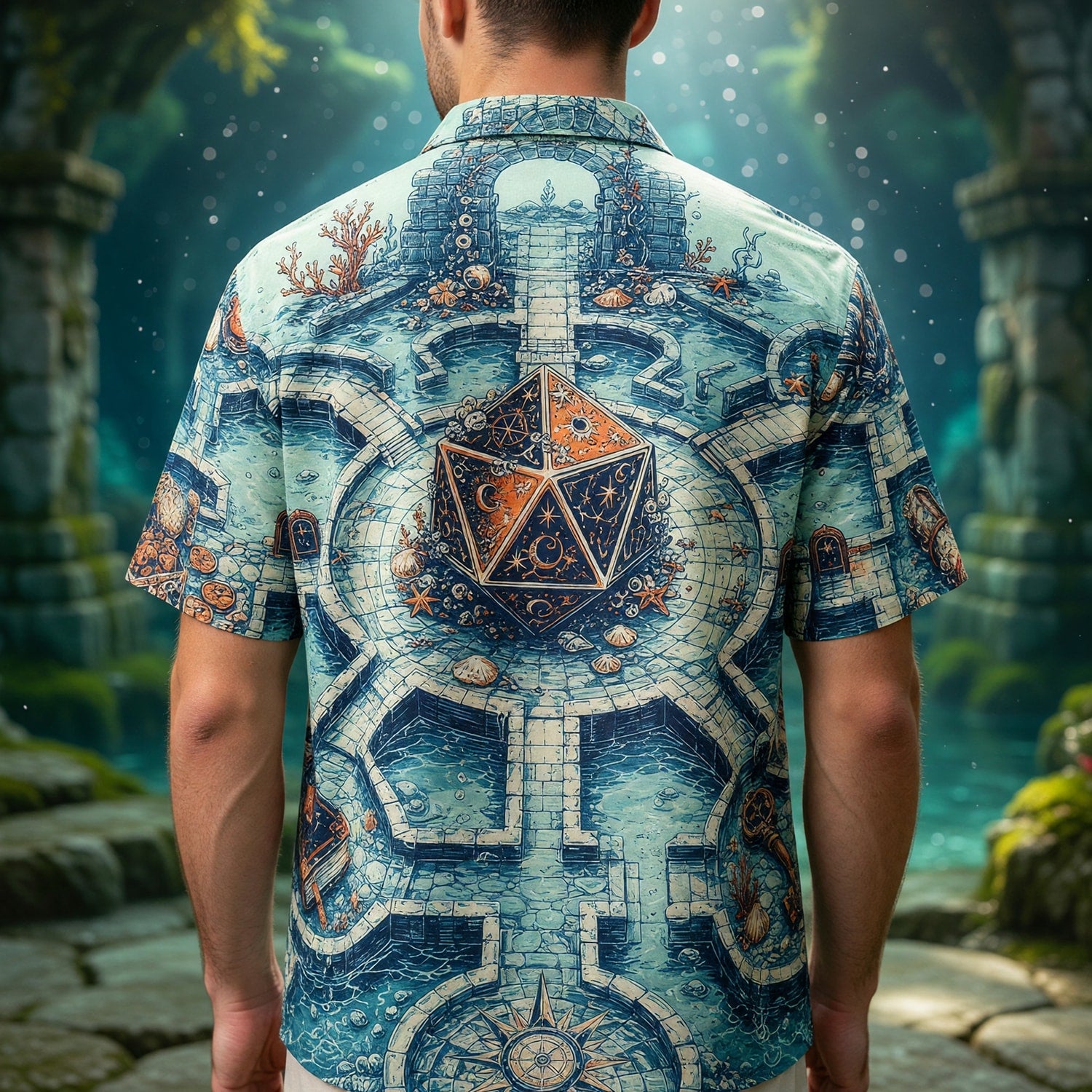 Dice Underwater Hawaiian Shirt - Fantasy RPG Adventure