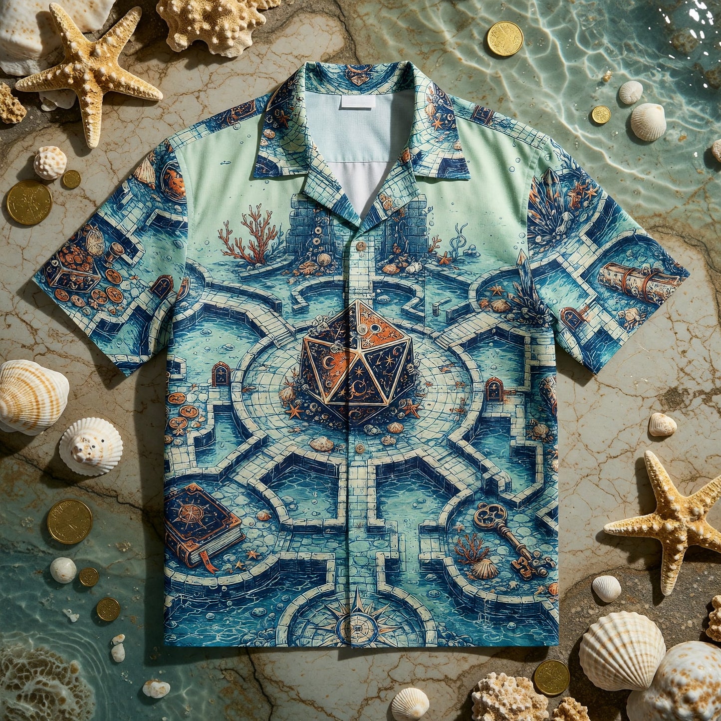 Dice Underwater Hawaiian Shirt - Fantasy RPG Adventure