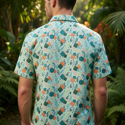 Fantasy Dungeon Dice Hawaiian Shirt - Botanical RPG Pattern