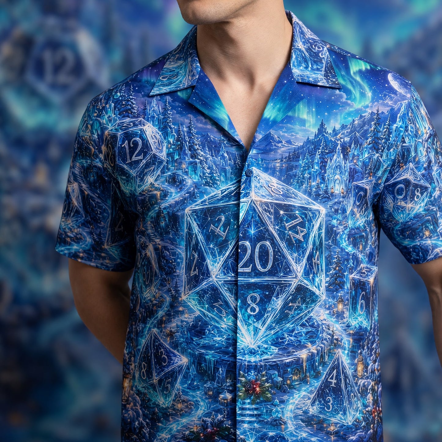 Dice Hawaiian Shirt - Fantasy Winter Wonderland RPG