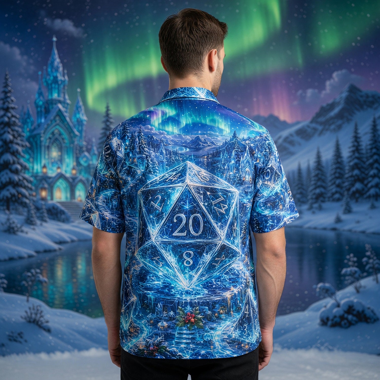 Dice Hawaiian Shirt - Fantasy Winter Wonderland RPG