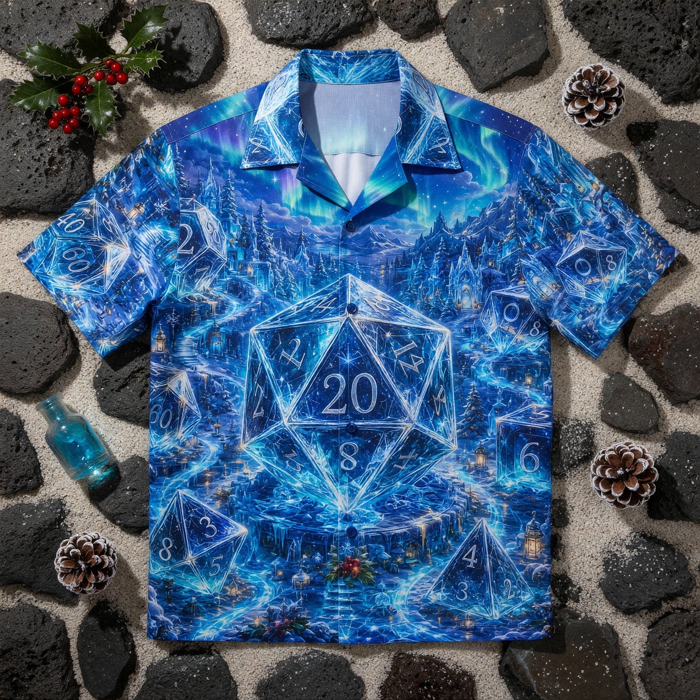 Dice Hawaiian Shirt - Fantasy Winter Wonderland RPG