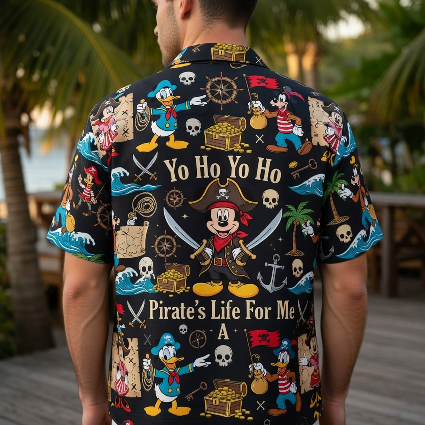Mouse Pirate Hawaiian Shirt - Cartoon Pirate Pattern