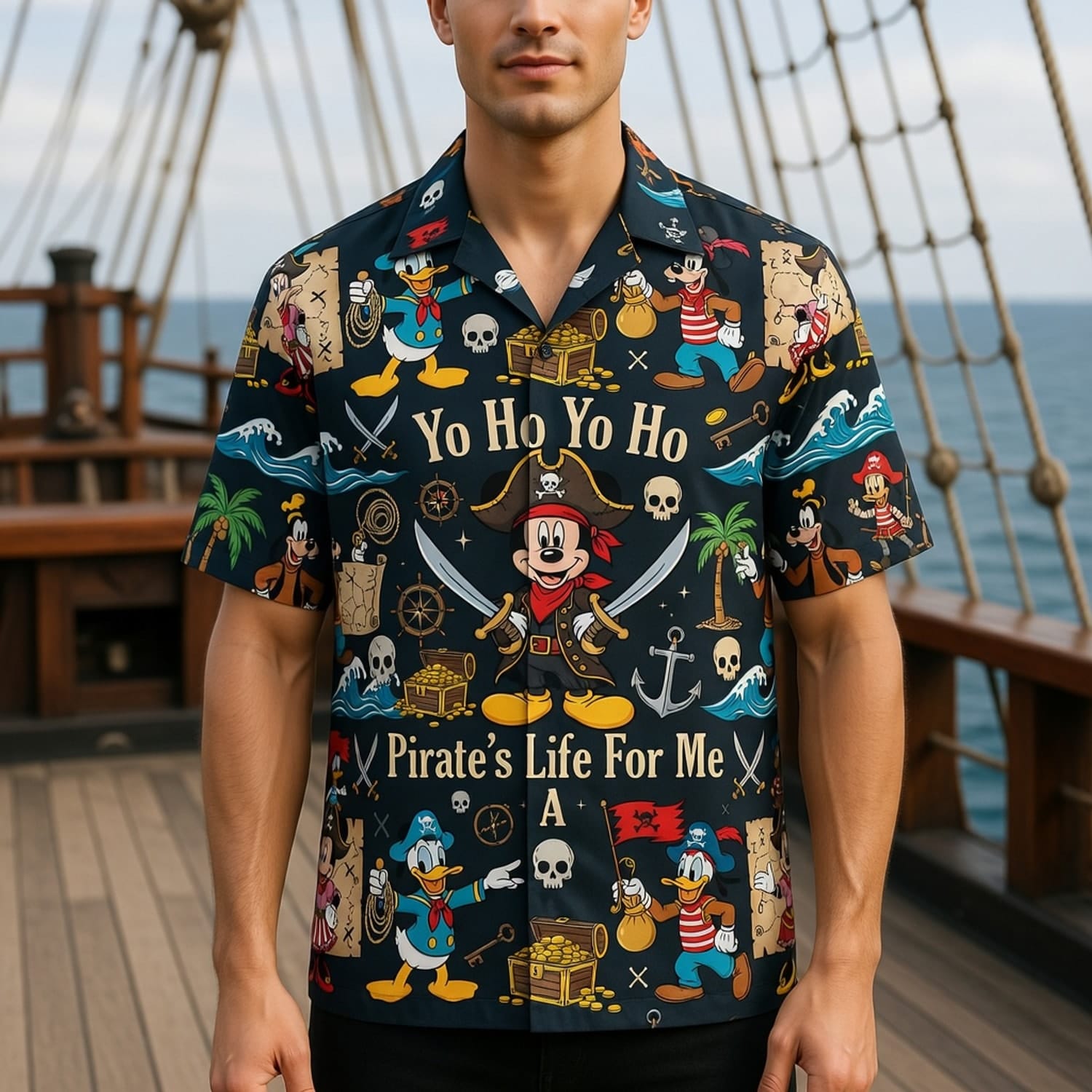 Mouse Pirate Hawaiian Shirt - Cartoon Pirate Pattern