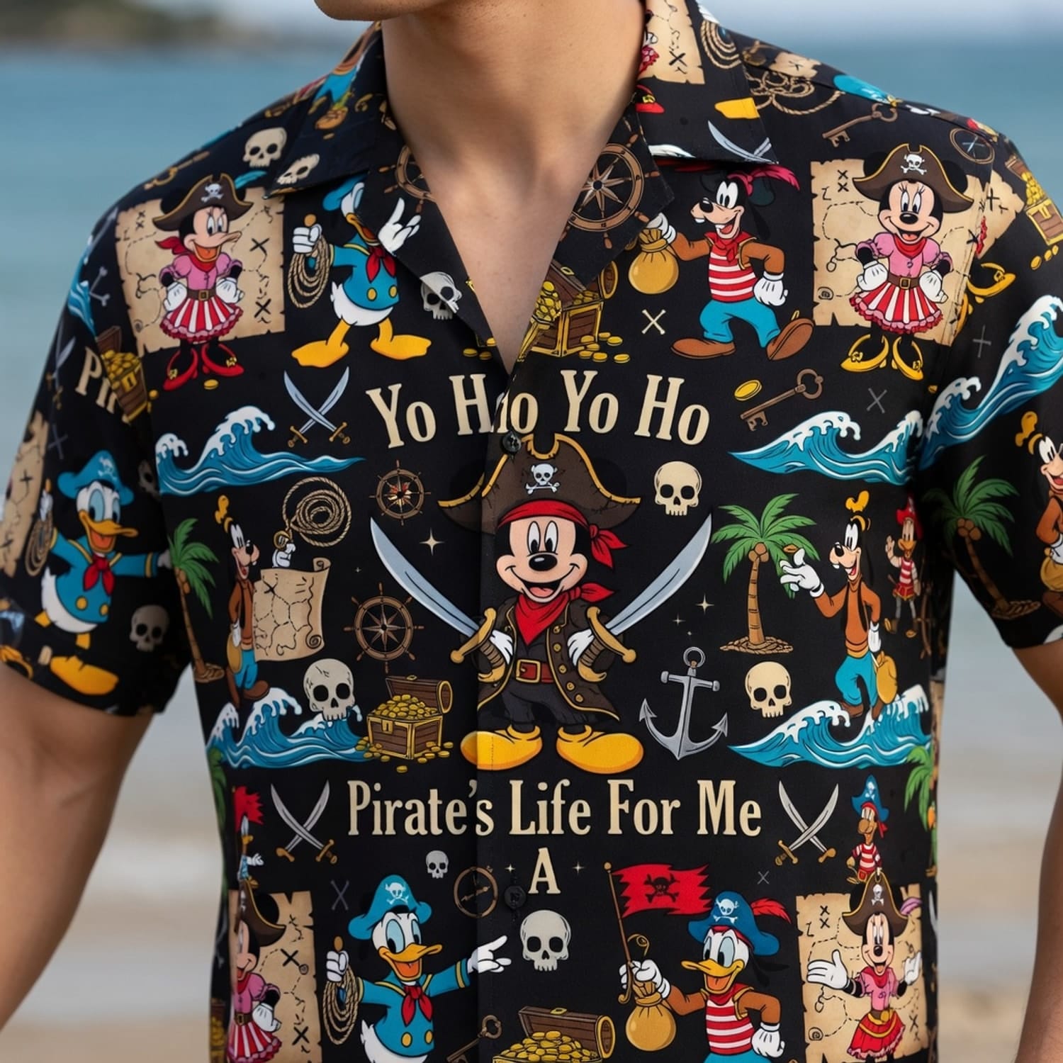 Mouse Pirate Hawaiian Shirt - Cartoon Pirate Pattern