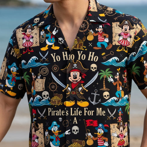 Mouse Pirate Hawaiian Shirt - Cartoon Pirate Pattern