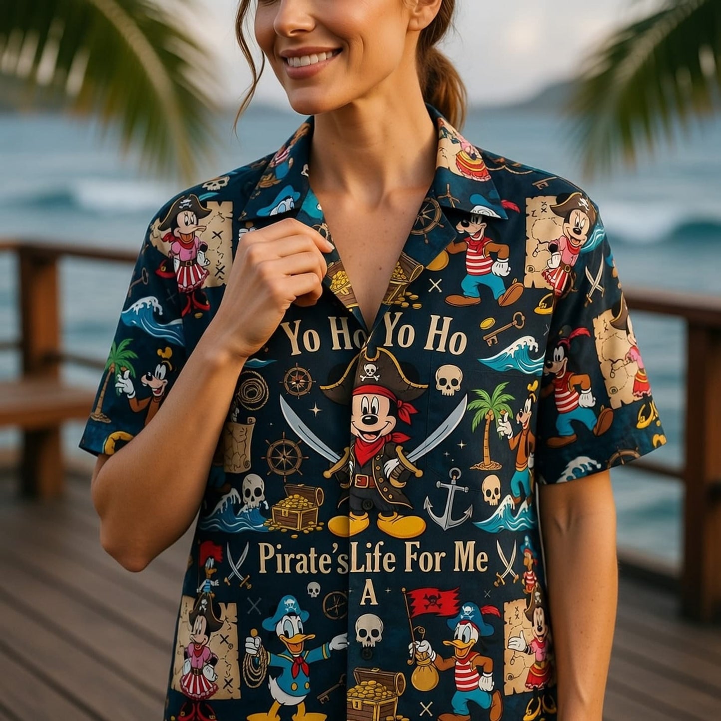 Mouse Pirate Hawaiian Shirt - Cartoon Pirate Pattern