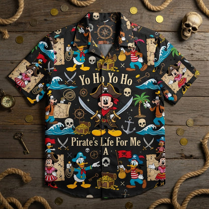 Mouse Pirate Hawaiian Shirt - Cartoon Pirate Pattern