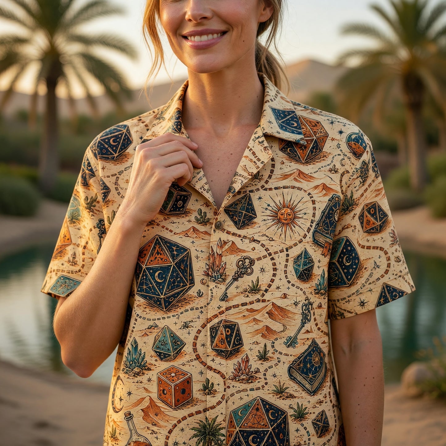 Dice Hawaiian Shirt - Mystic Desert Fantasy RPG Adventure