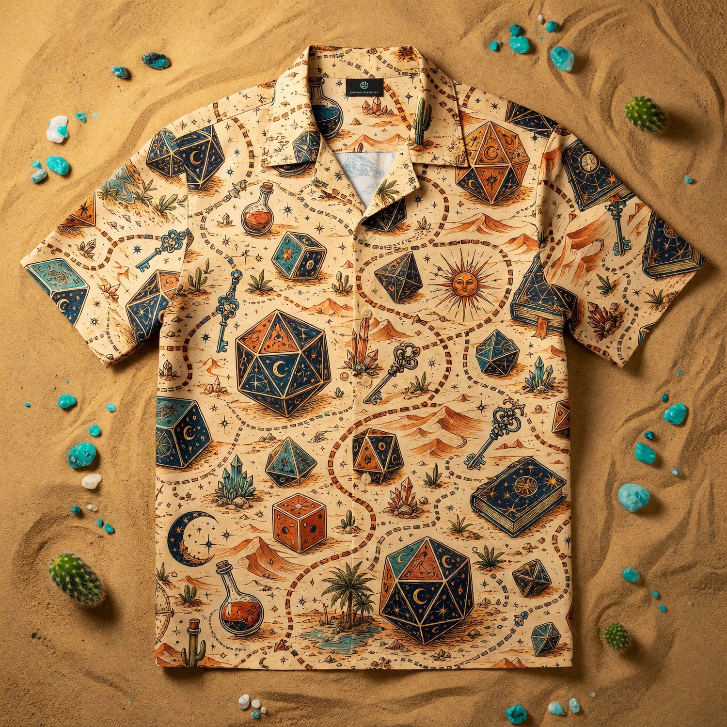 Dice Hawaiian Shirt - Mystic Desert Fantasy RPG Adventure