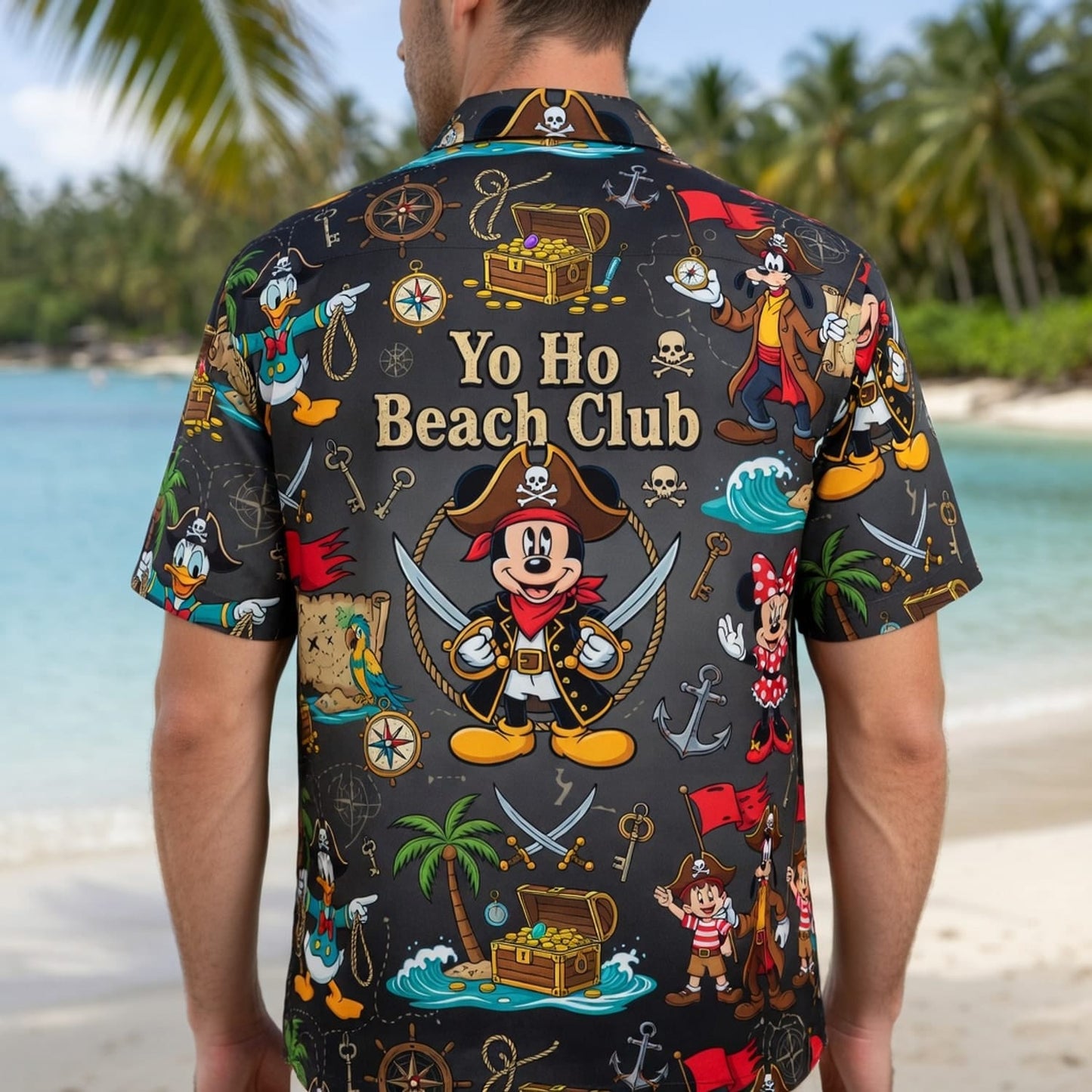 Yo Ho Beach Club Hawaiian Shirt - Mouse Pirate Tropical Apparel