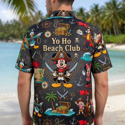 Yo Ho Beach Club Hawaiian Shirt - Mouse Pirate Tropical Apparel