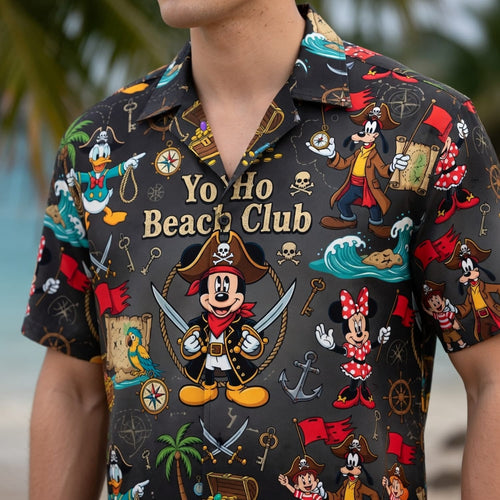 Yo Ho Beach Club Hawaiian Shirt - Mouse Pirate Tropical Apparel