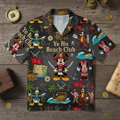 Yo Ho Beach Club Hawaiian Shirt - Mouse Pirate Tropical Apparel