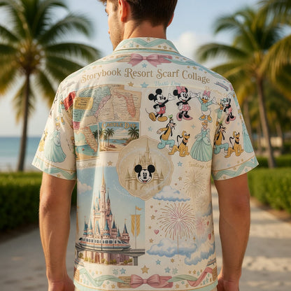 Theme Park Characters Hawaiian Shirt - Storybook Resort Collage