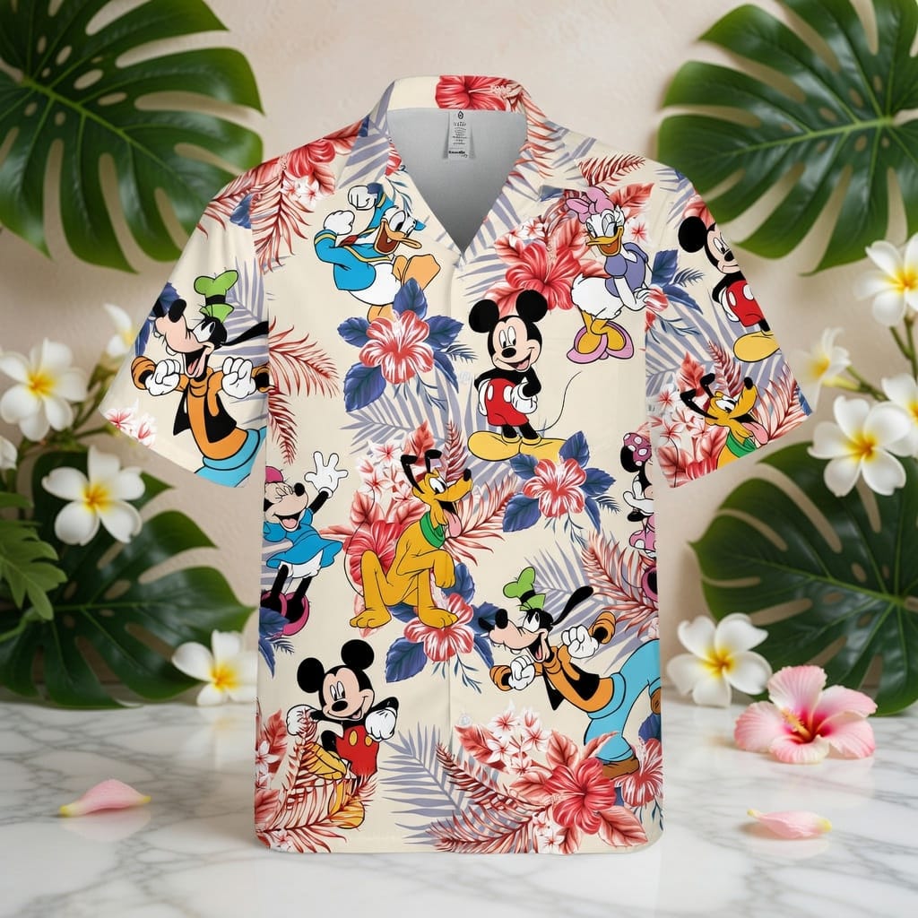 Cartoon Tropical Mouse and Friends Premium Hawaiian Shirt