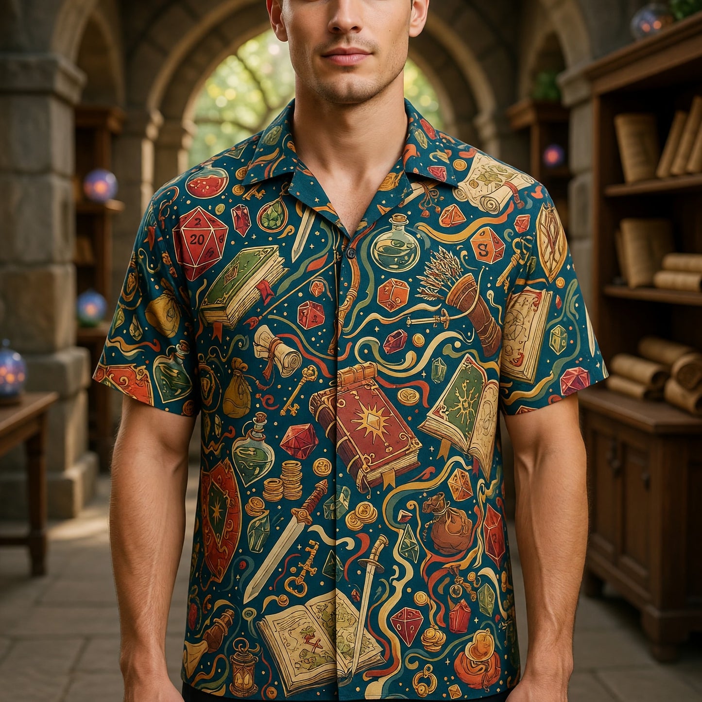 Fantasy Dungeon Hawaiian Shirt - Fantasy RPG Tabletop Gaming