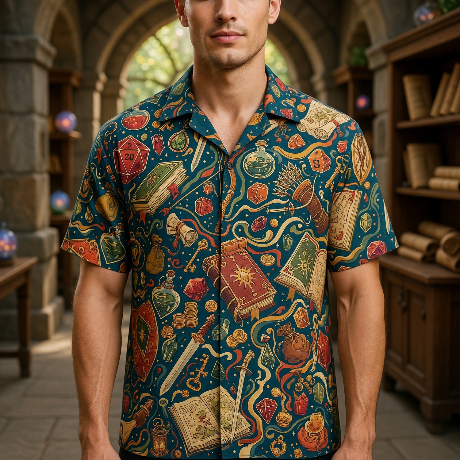 Fantasy Dungeon Hawaiian Shirt - Fantasy RPG Tabletop Gaming