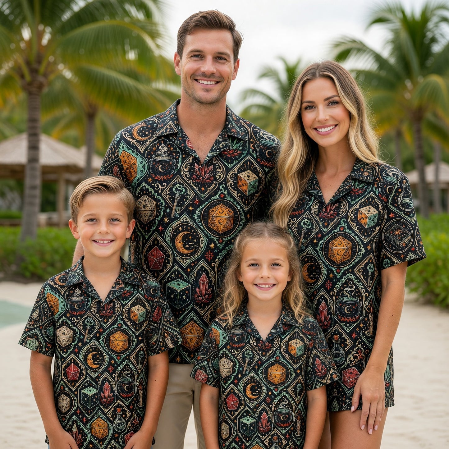 Fantasy Dungeon Mystic Hawaiian Shirt - Witchy RPG Dice Pattern