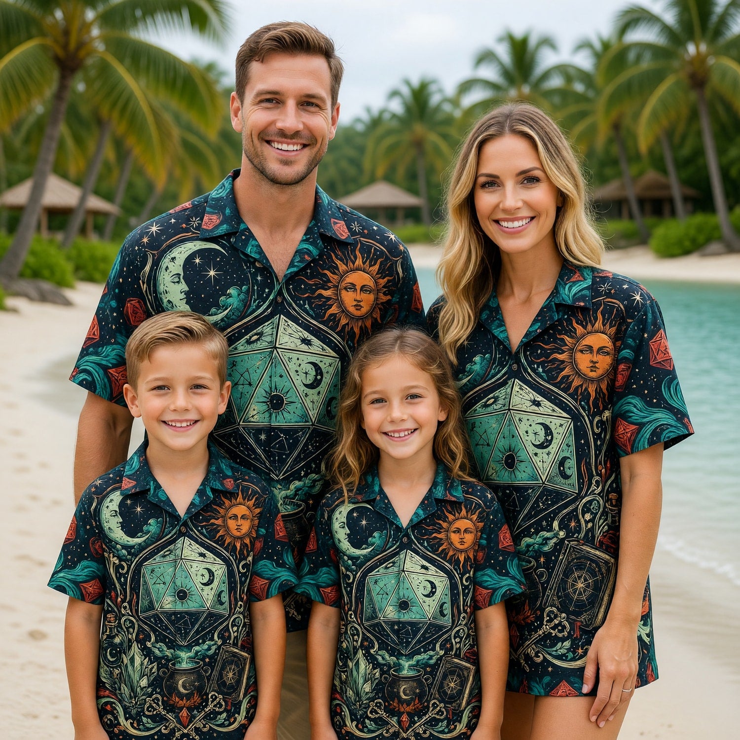 Celestial Dice Hawaiian Shirt - Mystic Fantasy RPG Apparel