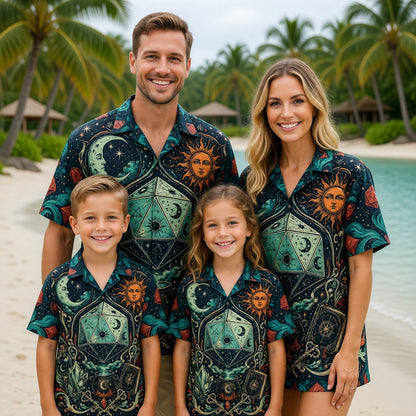 Celestial Dice Hawaiian Shirt - Mystic Fantasy RPG Apparel