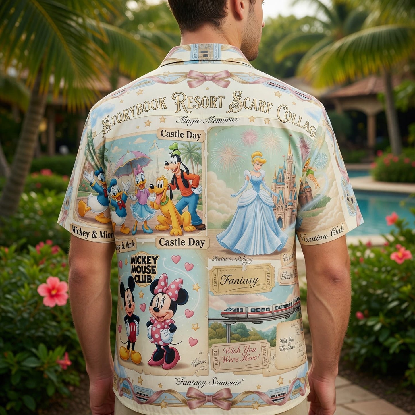 Theme Park Vacation Hawaiian Shirt - Mouse Castle Collage