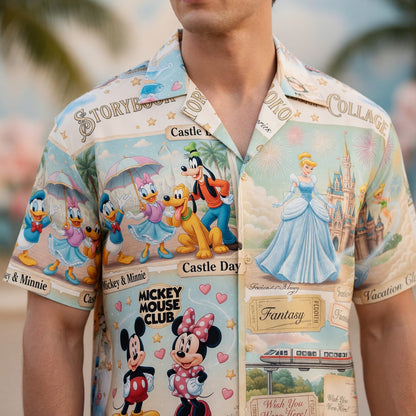 Theme Park Vacation Hawaiian Shirt - Mouse Castle Collage