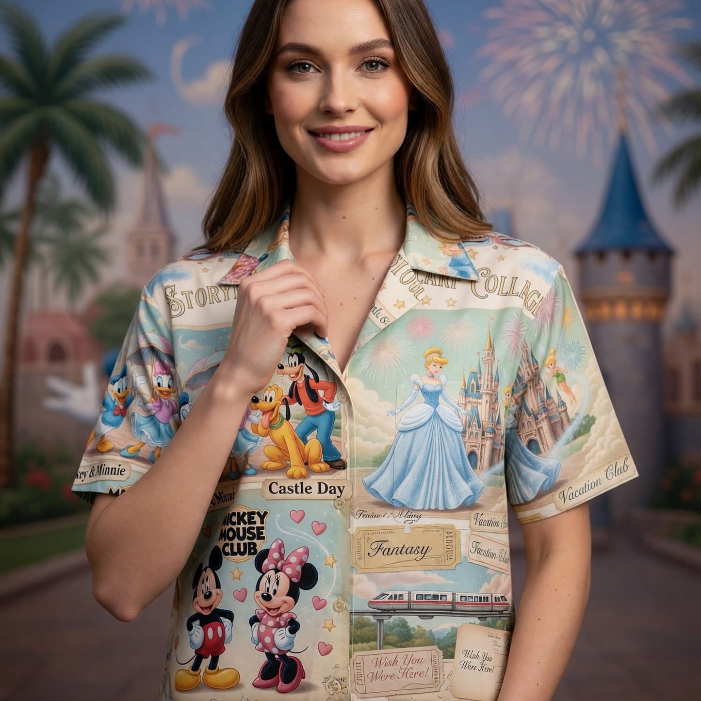 Theme Park Vacation Hawaiian Shirt - Mouse Castle Collage