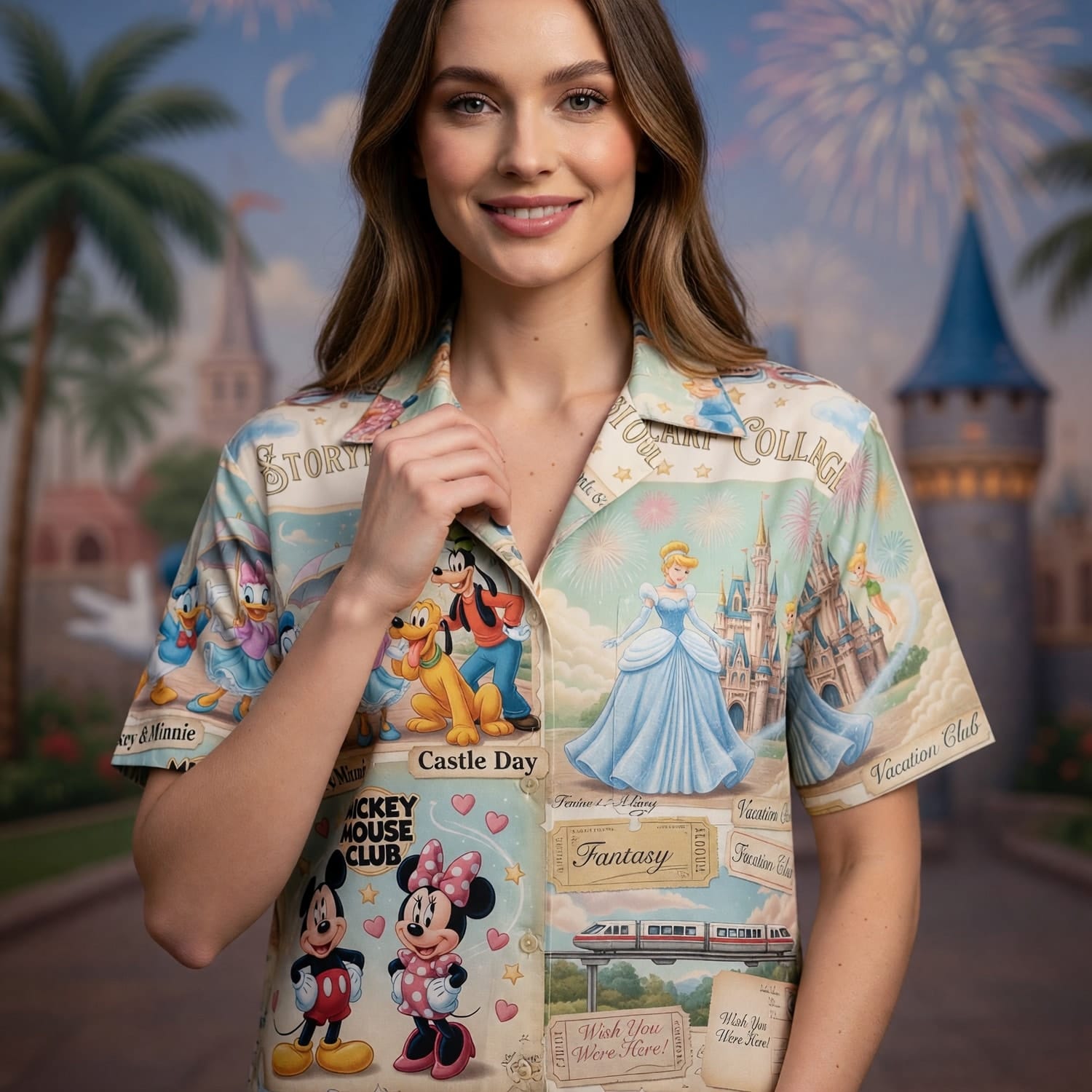 Theme Park Vacation Hawaiian Shirt - Mouse Castle Collage