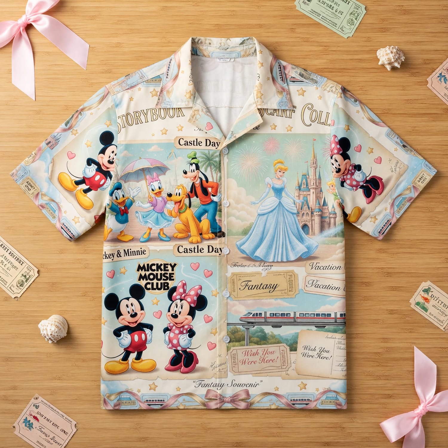 Theme Park Vacation Hawaiian Shirt - Mouse Castle Collage