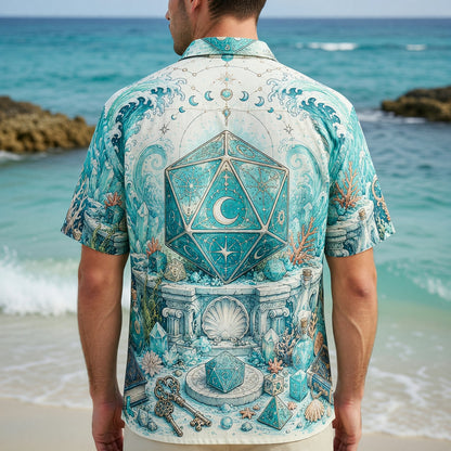 Celestial Ocean D20 Hawaiian Shirt - Mystic Fantasy Dice