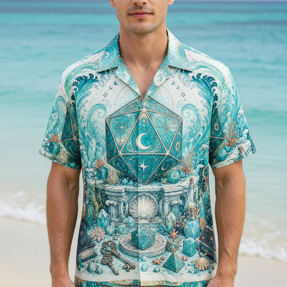 Celestial Ocean D20 Hawaiian Shirt - Mystic Fantasy Dice