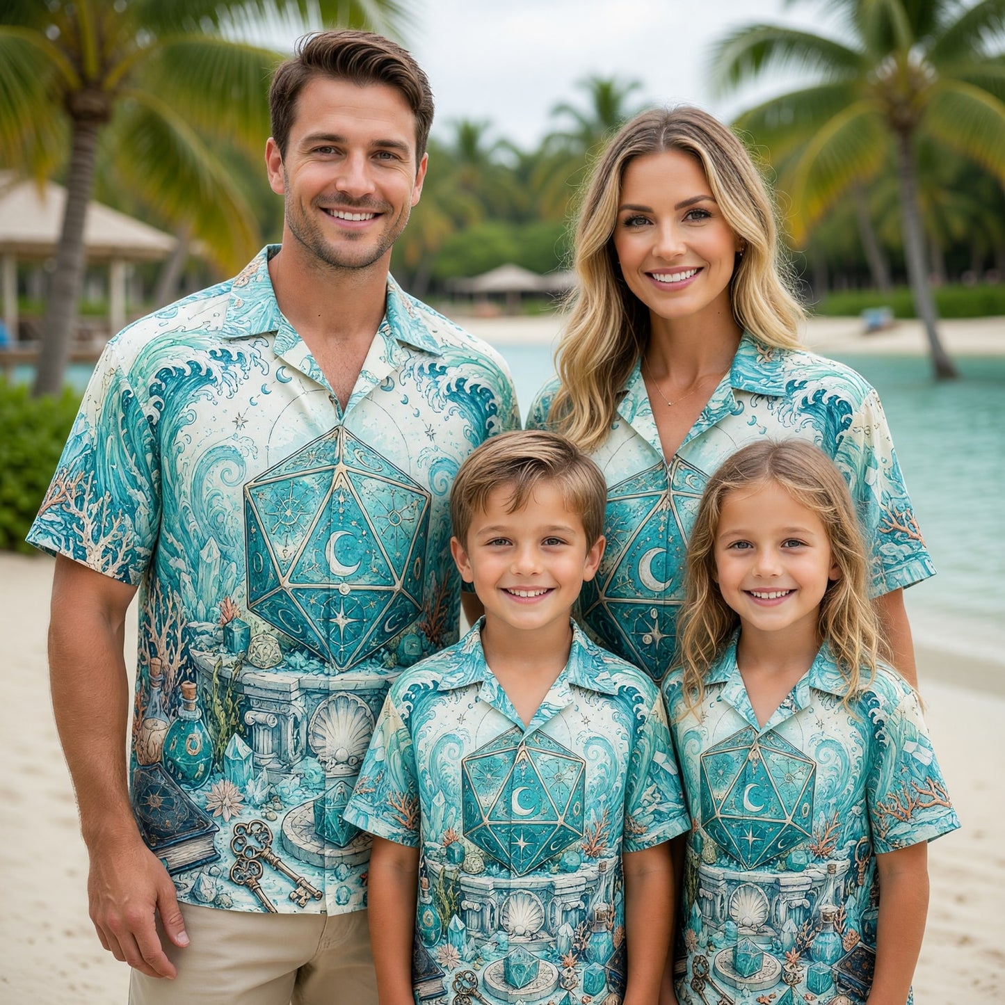 Celestial Ocean D20 Hawaiian Shirt - Mystic Fantasy Dice