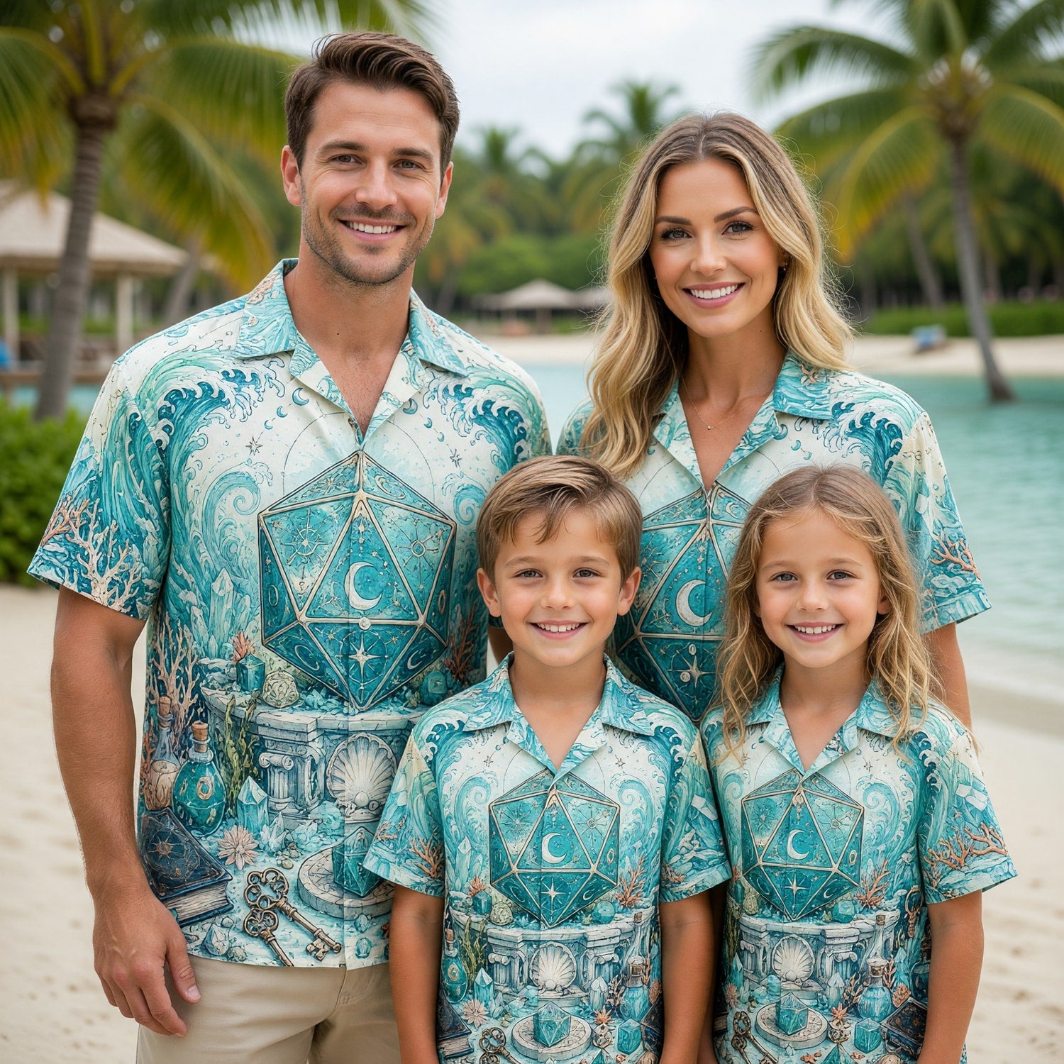 Celestial Ocean D20 Hawaiian Shirt - Mystic Fantasy Dice