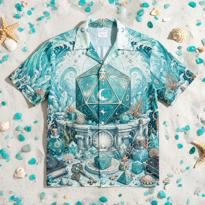 Celestial Ocean D20 Hawaiian Shirt - Mystic Fantasy Dice